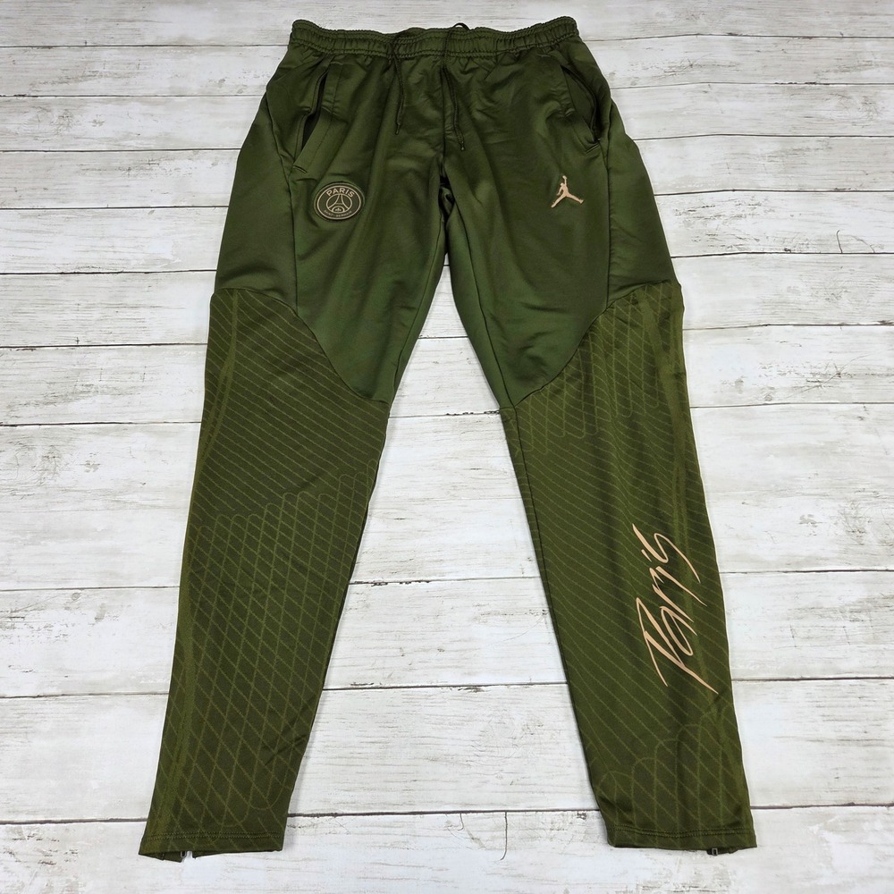Jordan Soccer Pants Men Medium Olive Paris Saint-Germain Slim Fit FD7105-326‎